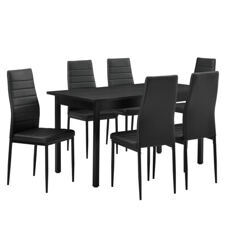 Essgruppe Bjerkvik (Set, 7-tlg) 140x60 cm Schwarz