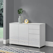 Sideboard Paarl 74x117x36 cm mt 2 Schubladen und 3 Schranktüren Weiss hochglanz