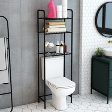 Toilettenregal Nordborg Metall 161x52,5x24,5 cm Schwarz