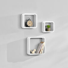 Wandregal Greiz 3er Set Cube Lounge Weiss Matt