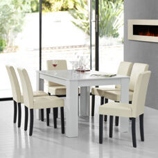 Essgruppe Forssa 7-tlg 140x90 cm Weiss / Creme