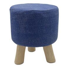 Hocker 2. Wahl Stone Washed Ø 35 cm Höhe 45 cm Sitzhocker Pouf Schemel mit Holzfüssen aus Teakholz