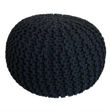 Pouf 55 cm Grobstrick Optik extrahoch 37 cm anthrazit schwarz