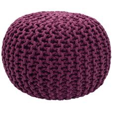 Pouf 55 cm Grobstrick Optik extrahoch 37 cm violett