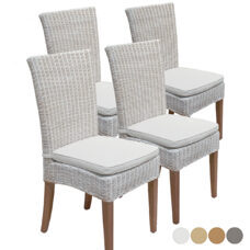 Esszimmerstühle Rattan Cardine weiss ohne Kissen - 4er Set