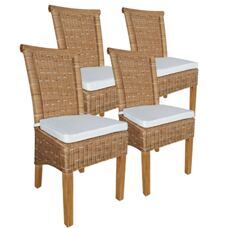 Esszimmer Stühle Set 4 Stück Rattanstühle Esstisch Stühle Perth braun Korbstühle