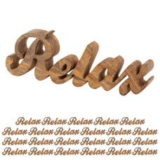 Schriftzug Relax Holzfigur Masterbox 24 Stück B28x9cm Dekoschrift Mangoholz massiv