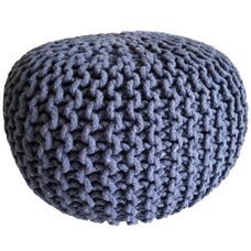 Pouf 45 cm Sitzpouf Grobstrick Optik Höhe 30 cm jeansblau