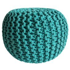 Pouf 45 cm SitzpoufGrobstrick Optik Höhe 30 cm grün