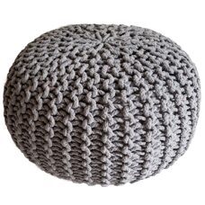 Pouf 45 cm Sitzpouf Grobstrick Optik Höhe 30 cm hellgrau