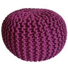 Pouf 45 cm Sitzpouf Grobstrick Optik Höhe 30 cm violett