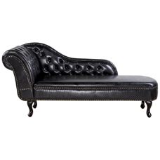 Chaiselongue Kunstleder schwarz linksseitig NIMES