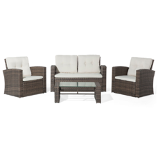 Lounge Set Rattan dunkelbraun 4-Sitzer Auflagen beige LUCA