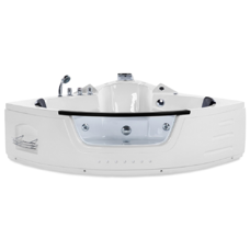 Whirlpool Badewanne weiss Eckmodell mit LED 214 x 155 cm MARTINICA