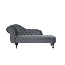 Chaiselongue Samtstoff grau linksseitig NIMES