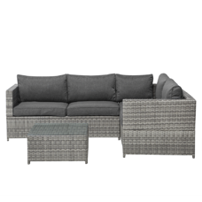 Lounge Set Rattan grau 4-Sitzer Auflagen grau AVOLA