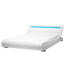 Wasserbett Kunstleder weiss 160 x 200 cm mit LED-Beleuchtung AVIGNON