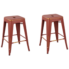 Hocker rot-gold Höhe 60 cm 2er Set CABRILLO