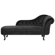 Chaiselongue Samtstoff schwarz rechtsseitig NIMES