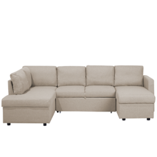 Schlafsofa U-förmig Polsterbezug beige KARRABO