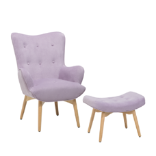 Sessel Samtstoff rosa plus Hocker VEJLE