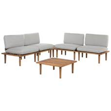 Lounge Set Akazienholz hellbraun 4-Sitzer Auflagen hellgrau FRASCATI