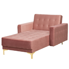 Chaiselongue Samtstoff rosa / gold ABERDEEN