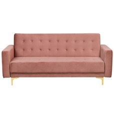 Schlafsofa 3-Sitzer Samtstoff rosa ABERDEEN