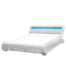 Wasserbett Samtstoff Silber 160 x 200 cm mit LED-Beleuchtung AVIGNON