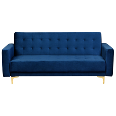 Schlafsofa 3-Sitzer Samtstoff marineblau ABERDEEN