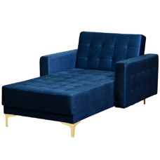 Chaiselongue Samtstoff marineblau / gold ABERDEEN