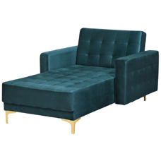 Chaiselongue Samtstoff blaugrün / gold ABERDEEN