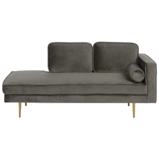 Chaiselongue Samtstoff taupe rechtsseitig MIRAMAS