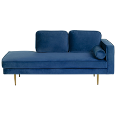 Chaiselongue Samtstoff marineblau rechtsseitig MIRAMAS