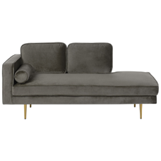 Chaiselongue Samtstoff taupe linksseitig MIRAMAS