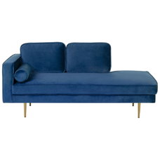 Chaiselongue Samtstoff marineblau linksseitig MIRAMAS