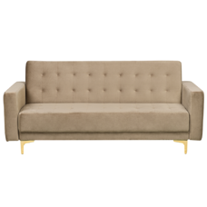 Schlafsofa 3-Sitzer Samtstoff sandbeige ABERDEEN