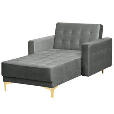 Chaiselongue Samtstoff grau / gold ABERDEEN