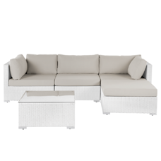 Lounge Set Rattan weiss 4-Sitzer SANO II