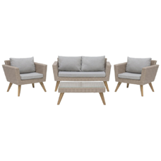 Lounge Set Rattan braun 4-Sitzer Auflagen grau VITTORIA