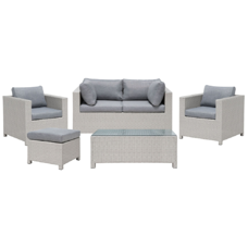 Lounge Set Rattan hellgrau 4-Sitzer Auflagen grau MILANO