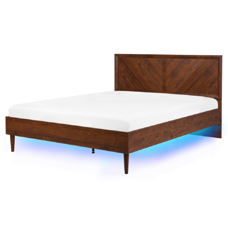 Bett dunkler Holzfarbton 160 x 200 cm mit LED-Beleuchtung bunt MIALET