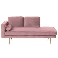 Chaiselongue Samtstoff rosa linksseitig MIRAMAS