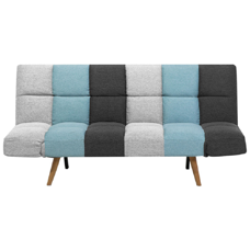 Schlafsofa 3-Sitzer Polsterbezug grau / blau Patchwork INGARO