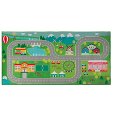 Kinderteppich grün 80 x 150 cm Stadt-Motiv Kurzflor SEBEN