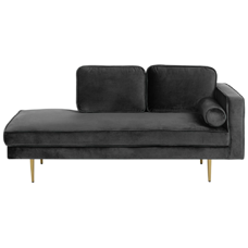 Chaiselongue Samtstoff schwarz rechtsseitig MIRAMAS