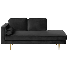 Chaiselongue Samtstoff schwarz linksseitig MIRAMAS