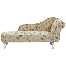 Chaiselongue Polsterbezug beige Druckstoff rechtsseitig NIMES