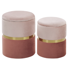 Pouf Samtstoff mit Stauraum rosa 2er Set WICHITA