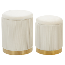 Pouf Samtstoff mit Stauraum weiss 2er Set MIRAMAR